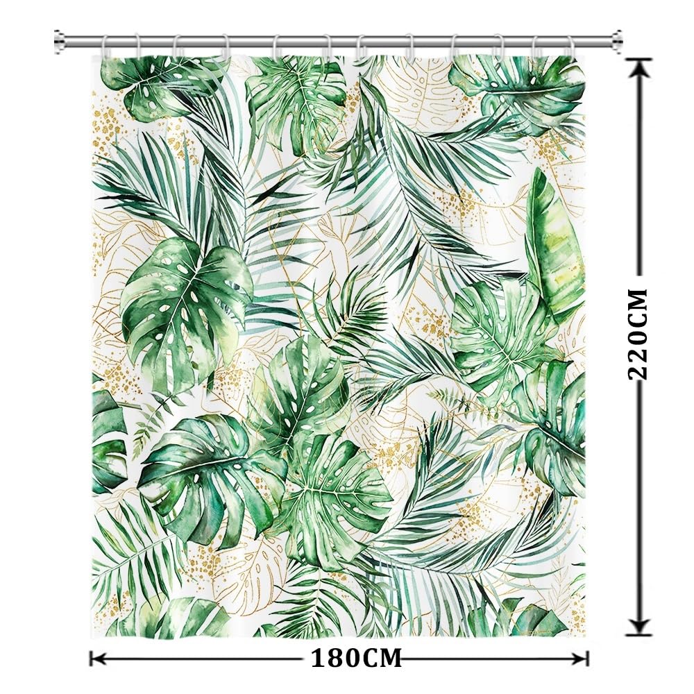 Uiiooazy Cortina de Ducha de Hoja Eucalipto, Cortinas de Ducha Verde Oro Abstracto Planta Cortinas de Baño Antimoho Impermeable Lavable Tejido de Poliéster Cortina Ducha con Ganchos 90x180cm — view 155