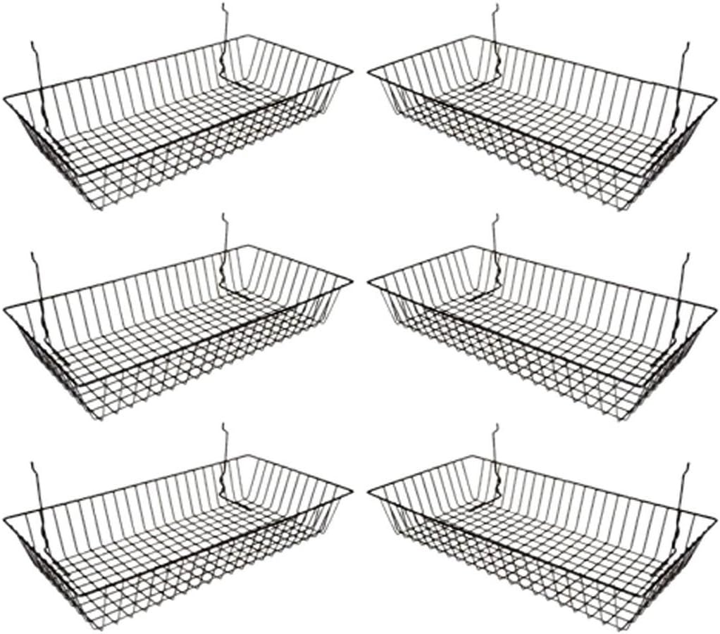 - Only Garment Racks #5624B (Pack of 6) Black Wire Baskets for Grid Wall and Slat Wall - Merchandiser Baskets, Black Wire Basket 24" L x 12" D x 4" H (Set of 6) (Pack of 6)