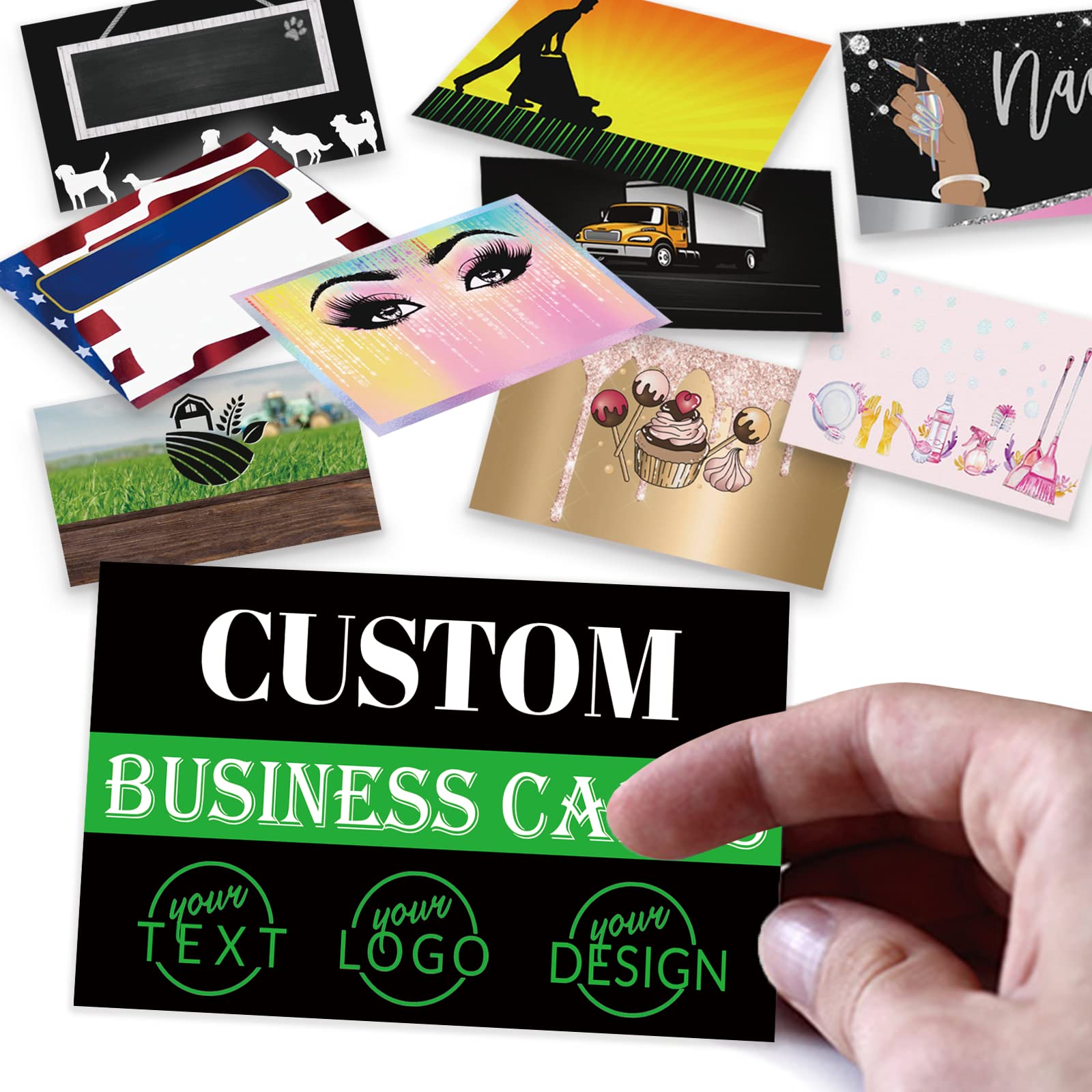 Personalized Double-Sided Business Cards - 100 PCS Custom 3.5"x 2" Cards With Your Logo Design for Small Business