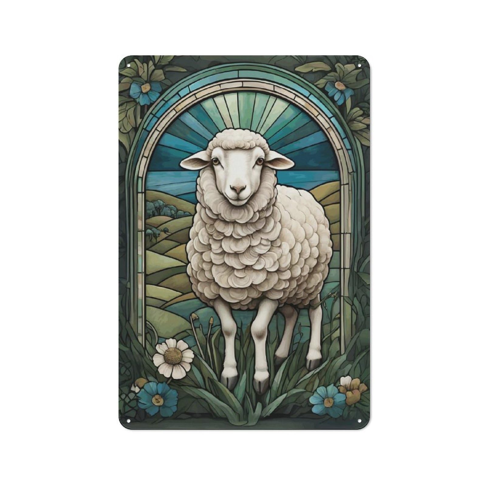 Junmoney Sheep Animal Rustic Metal Wall Sign 30X20cm For Living Room Wall, For Kitchen, Dining Room And Home Bar Wall Decor