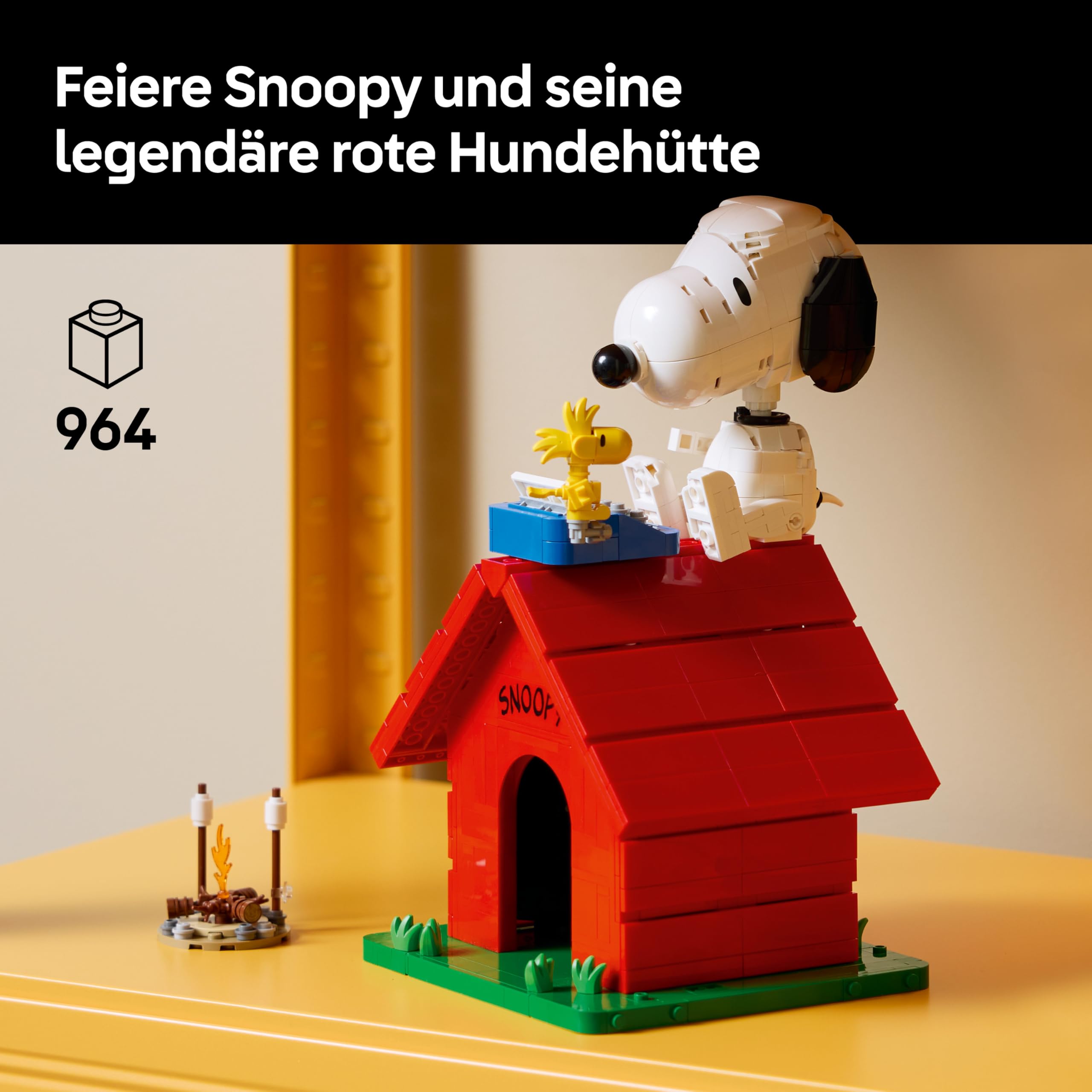 LEGO Ideas Peanuts: Snoopys Hundehütte - Modellbau für Erwachsene Snoopy und Woodstock Figuren - DIY Deko für Schreibtisch oder Regal - Geschenkidee für Fans - 21368