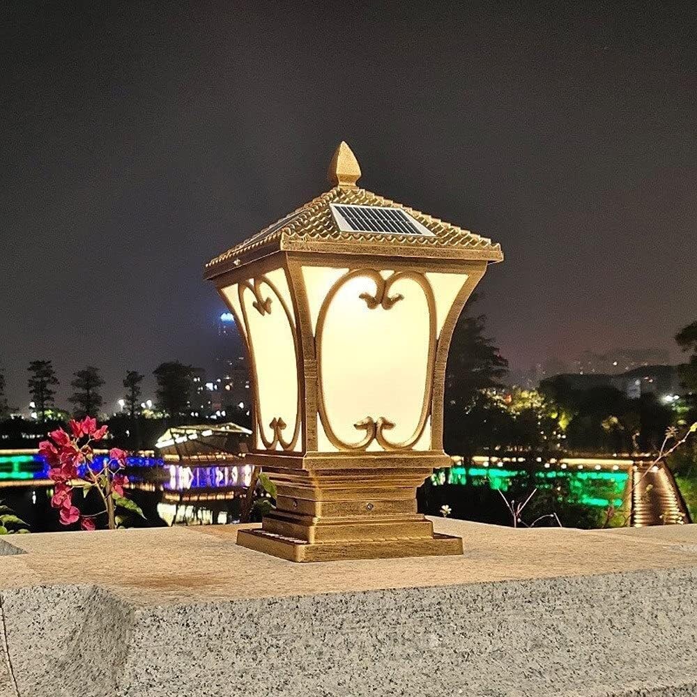 QUSYZD Post Lights Outdoor,Outdoor Waterproof Ip65 Solar Column Head Lamp Outdoor Square Wall Lamp Villa Gate Pillar Fashion Landscape Streetlights Exterior Gate,