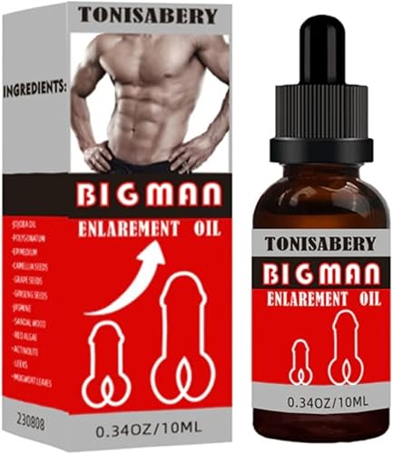 Big Man - Aceite de ampliación de 0.3 fl oz para hombres, aceite de ampliación de potencia, más grande, más largo, pensador más fuerte