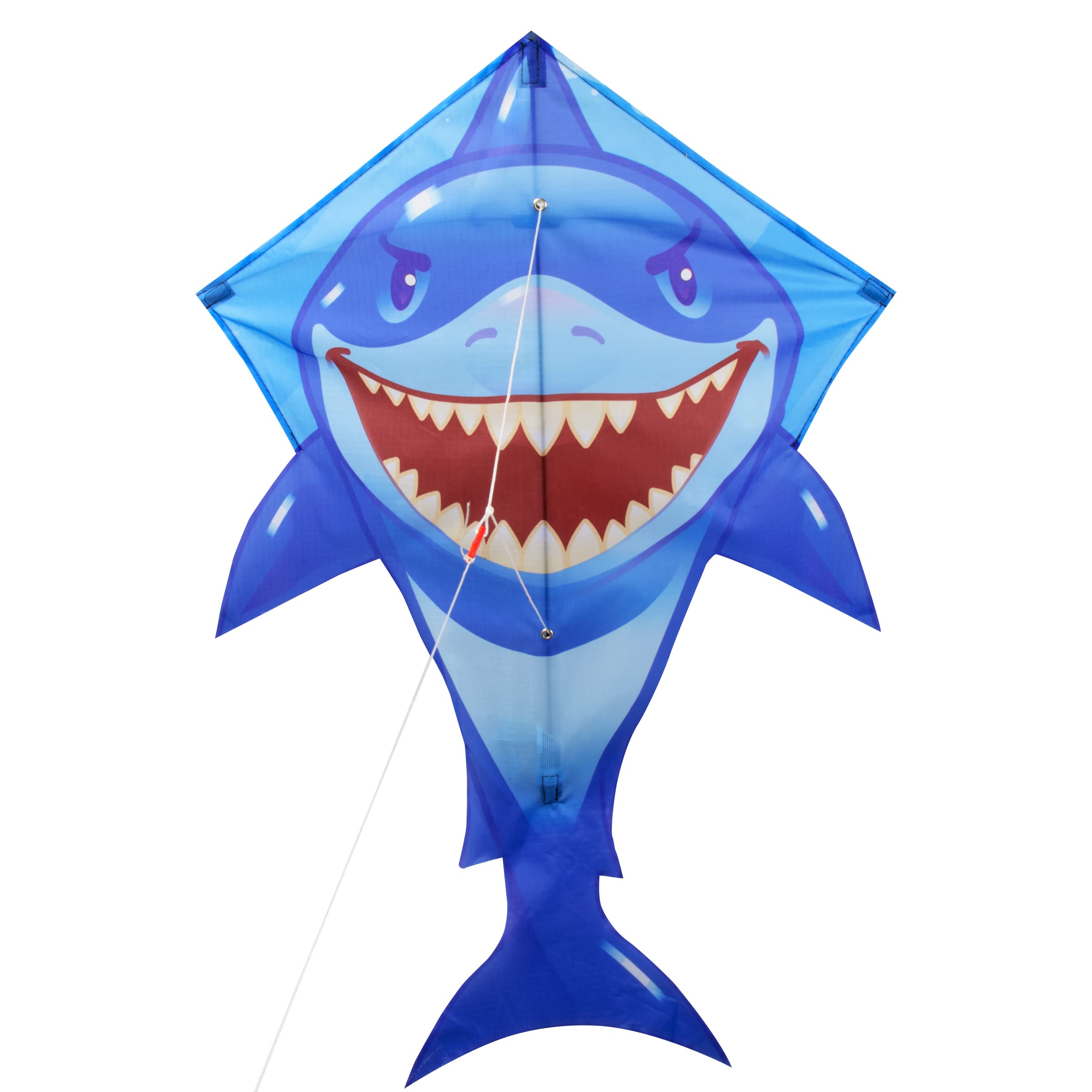 Eolo Kites Ready 2 Fly Kids’ Pop-Up Diamond Shape Kite, Shark, 22” Wingspan, Patented System, Assembles in Seconds, High Quality & Performance, Ripstop Construction, Sturdy Fiberglass Frame, Ages 4+