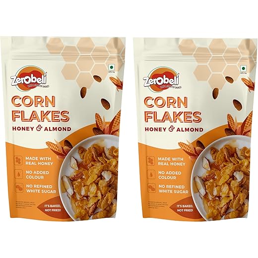 Zerobeli Real Honey & Almond Corn Flakes 520g Pack of 260g