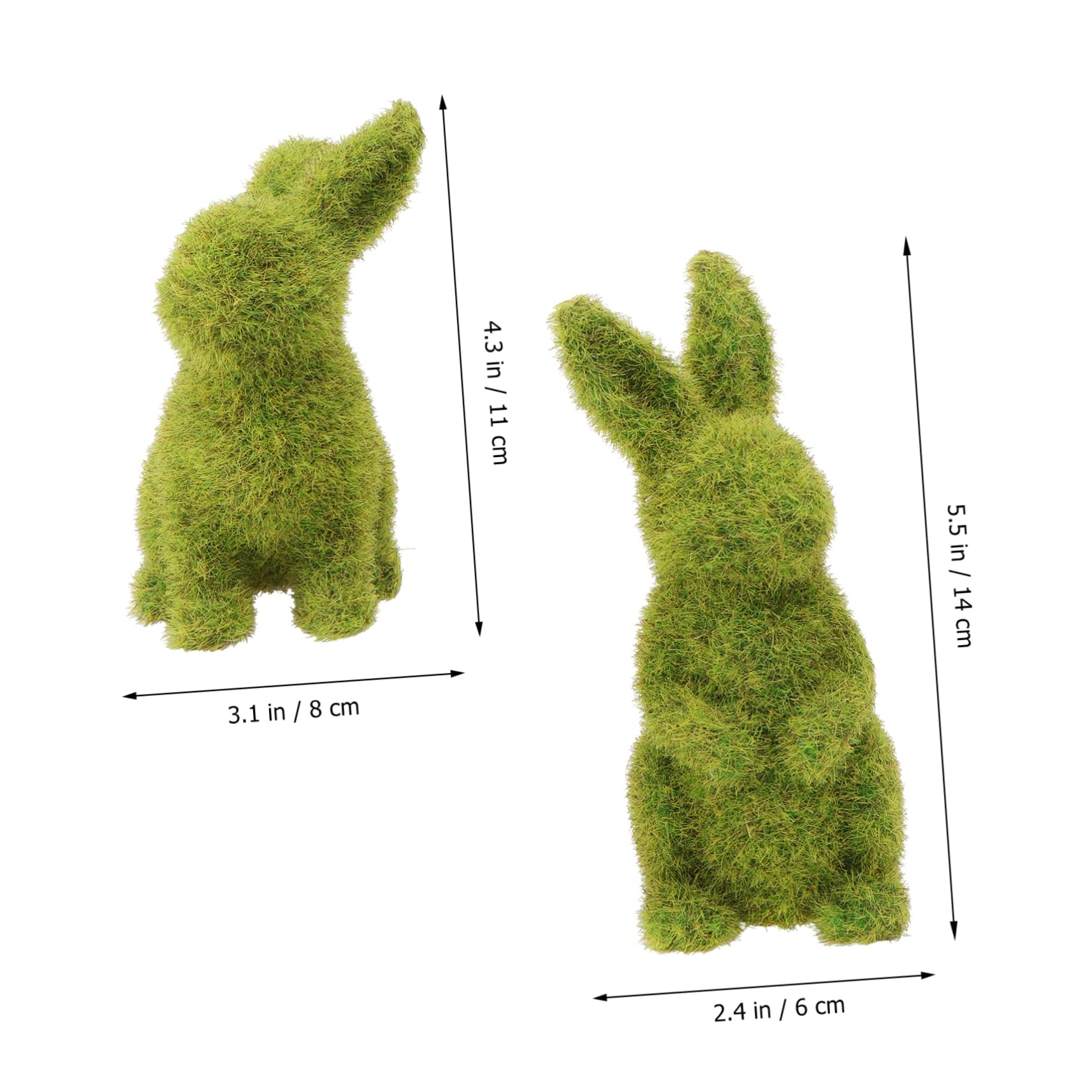 2 Stück Beflockte Osterhasen Dekoration aus Resin Grün für Garten und Wohnraum Frühlingsdekoration Osterschmuck