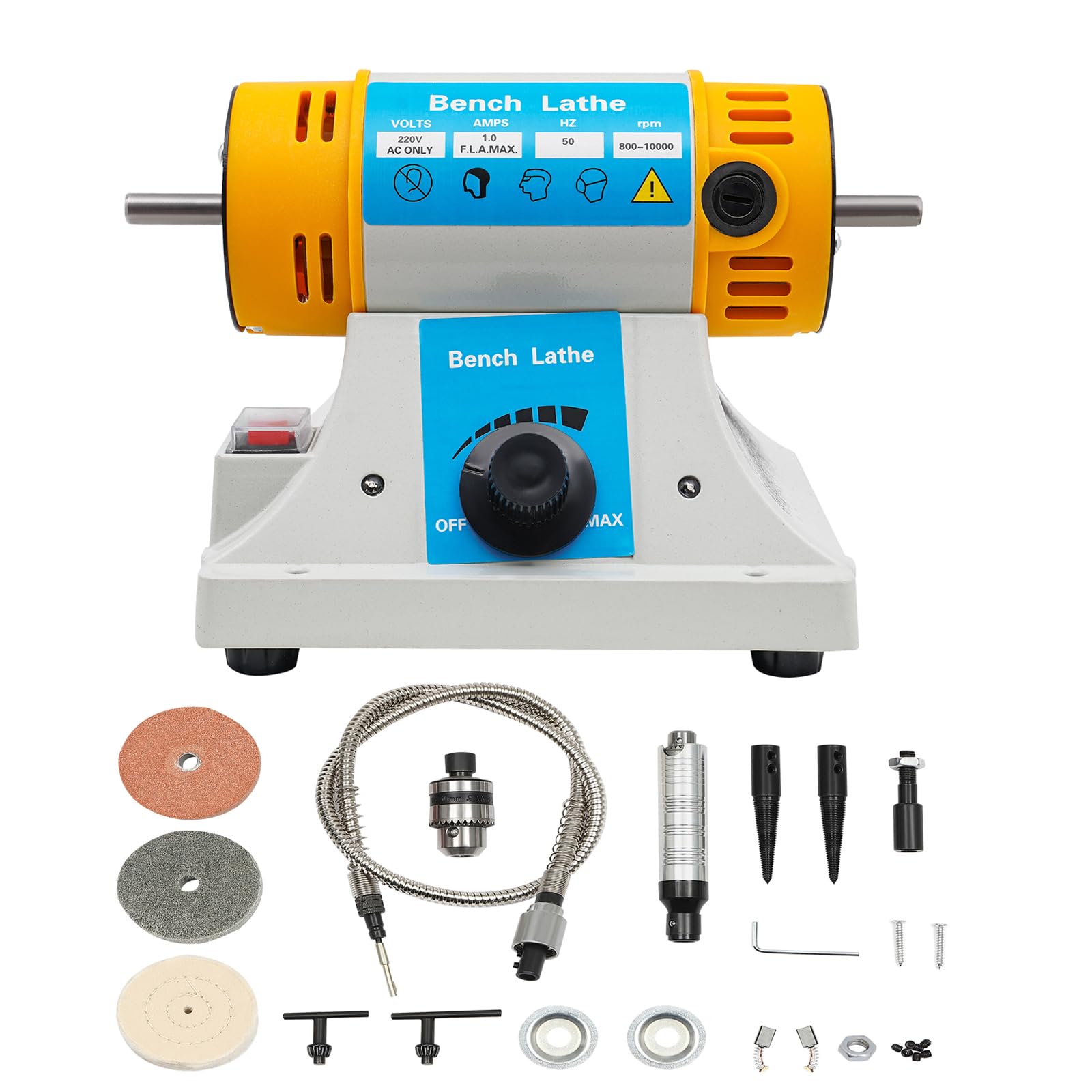 Poliermaschine Tischpolierer Set Multifunktionale Tischpuffer Polierer Schmuck Stein Polieren Poliermaschine für Schmuck, Holz, Dental, Bernstein, Metall, Jade 320W 220V