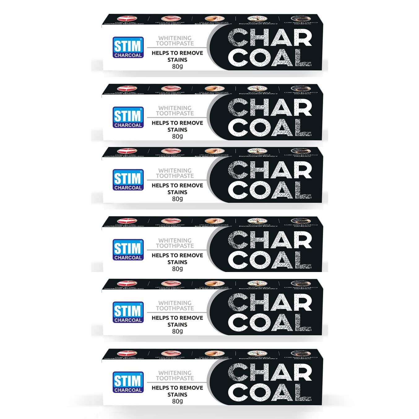 Buy STIM Charcoal Toothpaste Whitening Toothpaste Pack of 6 480