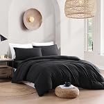 Lane Linen Duvet Cover Twin XL Set, 2 Piece - Black | Skin Friendly, Daily Use, Holiday Gift, Soft Touch, Spare Room, Farmhouse Style, Smooth Finish, Christmas Gift, Winter Ready