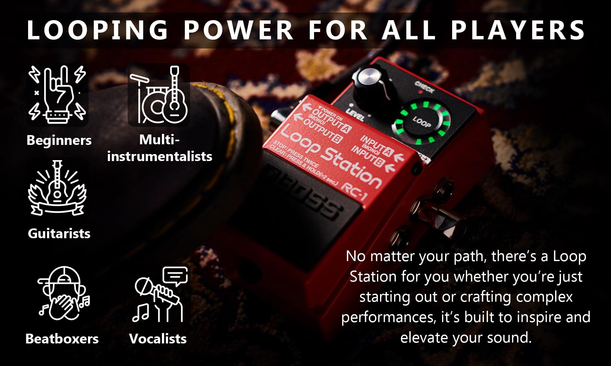 ギター BOSS RC-1 loop station BOSS RC-1 Loop Station Pedal | Industry Standard Simple