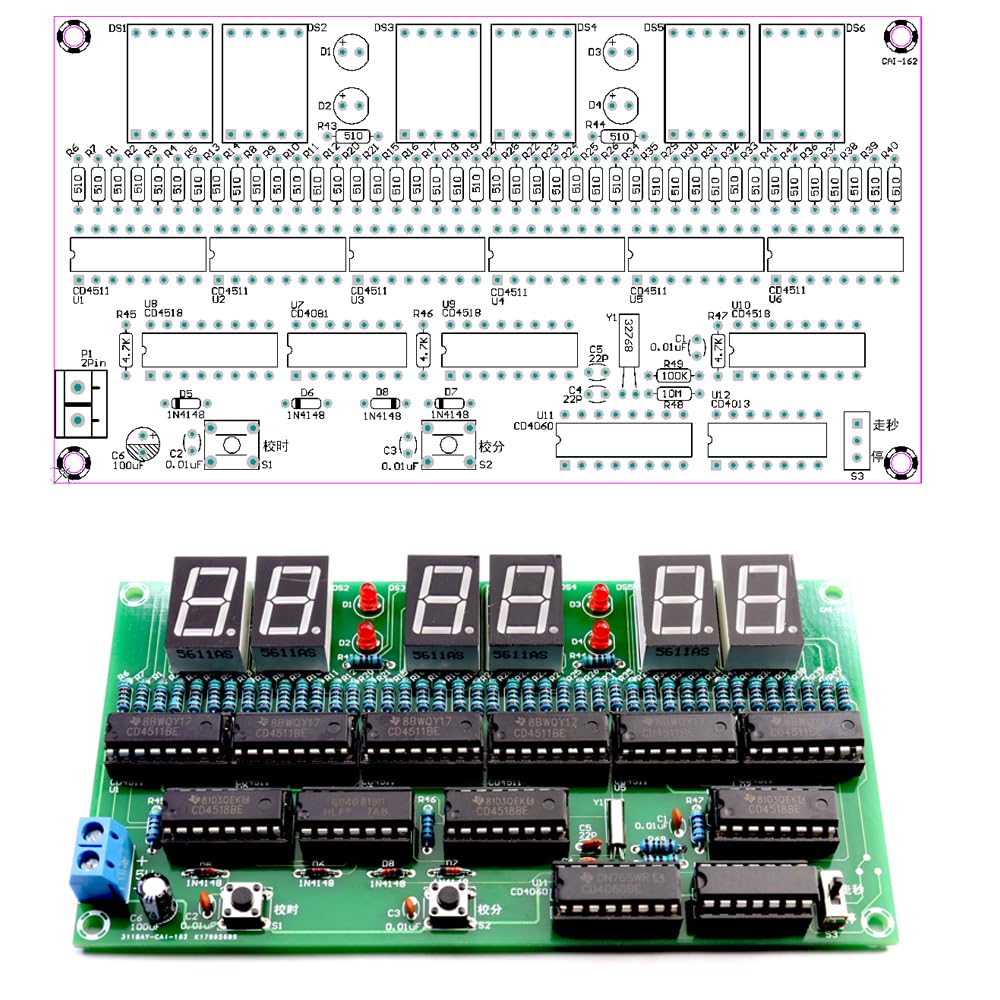 DIY Elektronische Uhr kit 6 bit Digital Schaltung Uhr Löten kit Geschicklichkeit Wettbewerb Trainingsmaterialien für Erwachsene