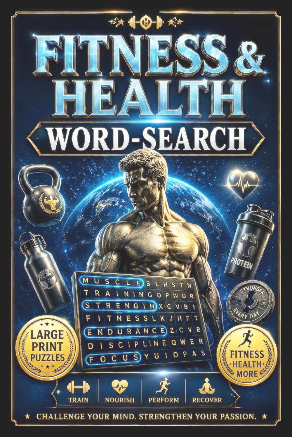 Fitness & Health Word Search: Large Print Brain Games Featuring Exercise, Nutrition, Wellness & Self Care