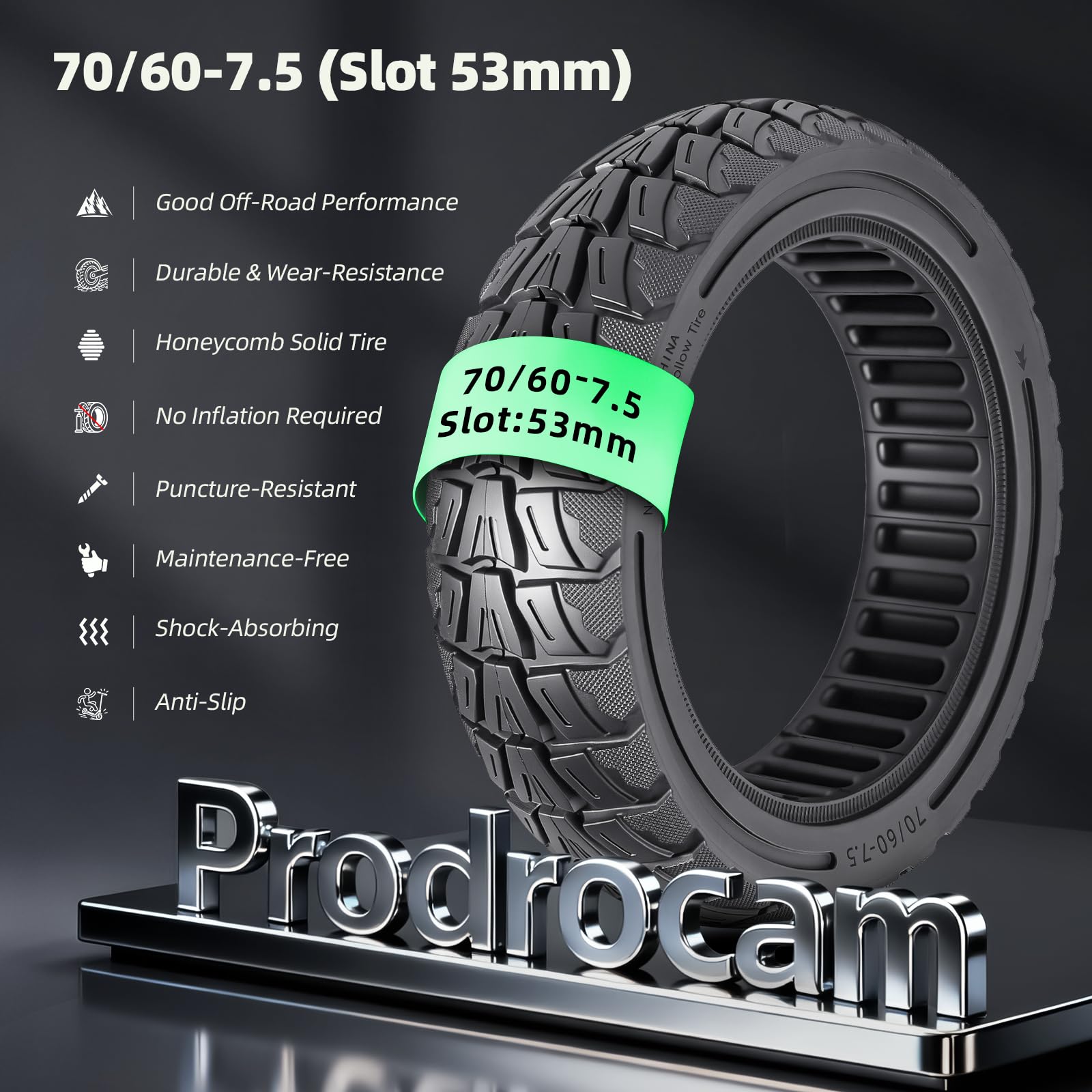 70/60-7,5 Pneu en caoutchouc plein pour scooter électrique Segway Ninebot ZT3 / ZT3 Pro / G3 11" Pneu de rechange Honeycomb Solid Pneu plein avant/arrière (noir)