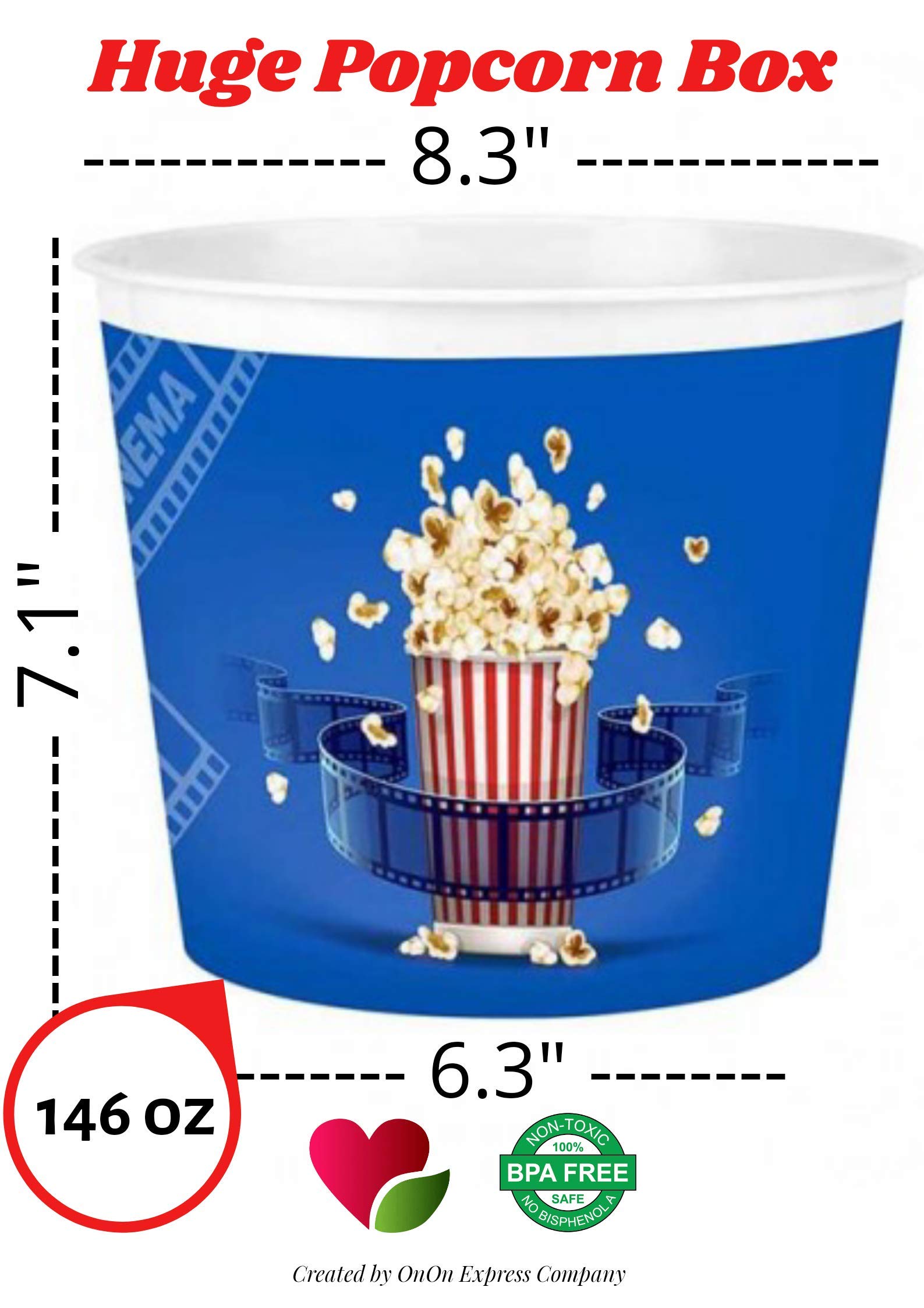 Bekith Open-Top Popcorn Boxes - 100 Count, 6.25x4.25x4.25 Inches, Perfect For Parties & Movie Nights