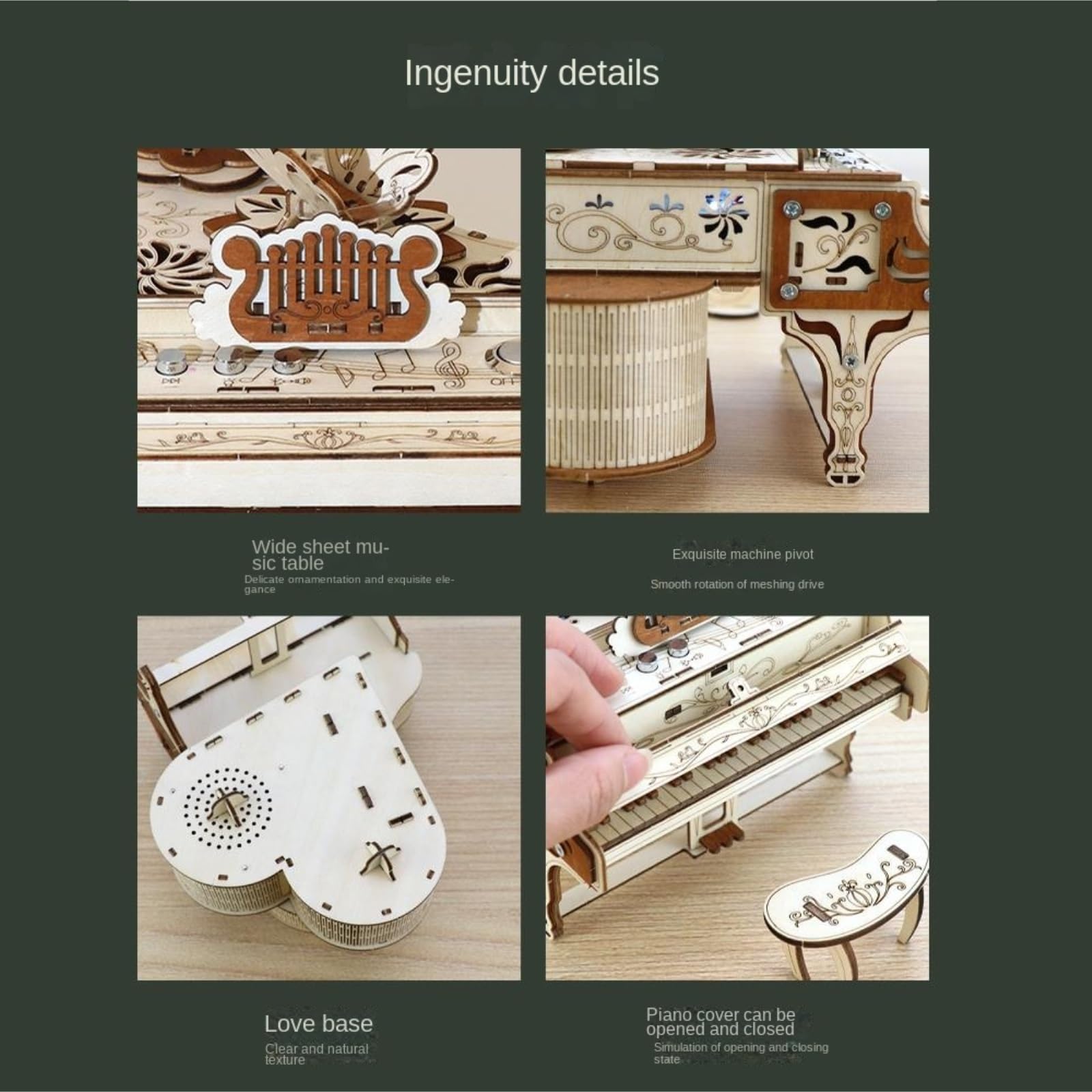 Caja De Música Decorativa Caja De Música Piano Creativa Madera Hecha A Mano con Fonógrafo Y Conexión Bluetooth Recuerdo Musical