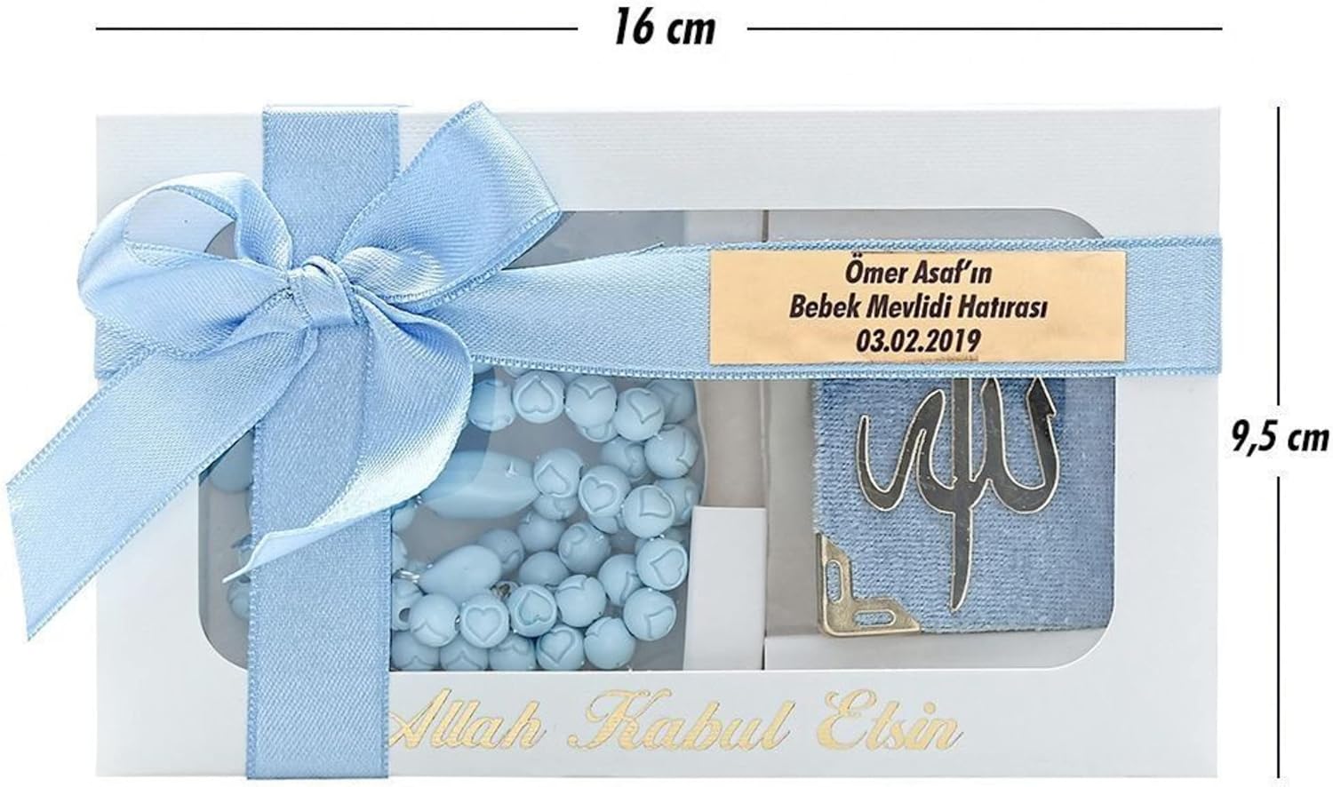 Mini Quran Tasbih in Customizable Box, Mini Koran Misbaha Set | Islamic Party Favor, Wedding Engagement Graduation Birthday Favor | Set of 10 (Blue)