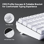 TMKB 60% Mechanical Jeu Keyboard, Commutateur de Clicky Bleu, LED Feux arrière, anti-Ghosting, amovibles USB-C, Capuchons-clés à double touche, 61 Clés, câblées, blanches