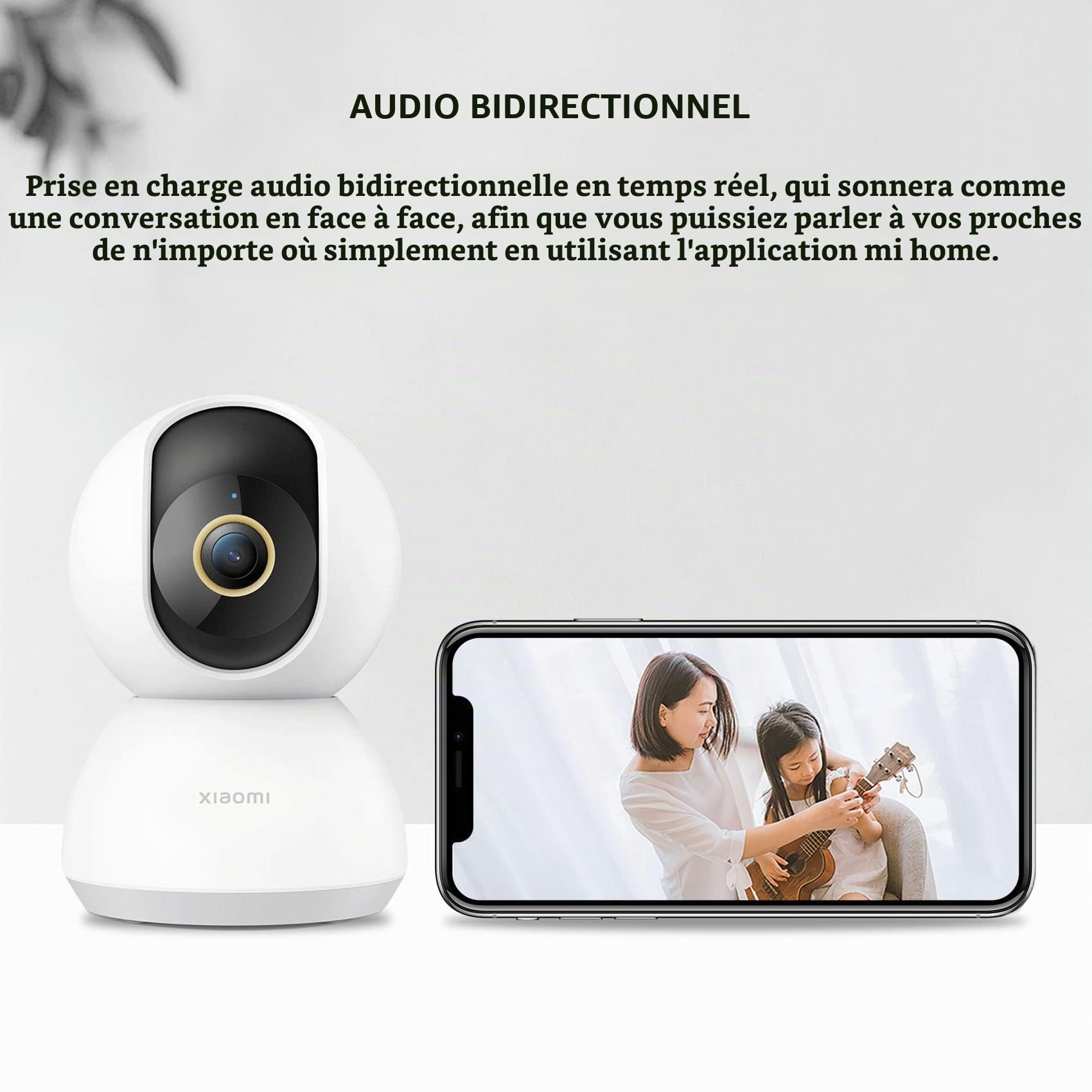 Xiaomi Mi Smart Camera C300 Caméra Surveillance WiFi Intérieure Caméra 360°, Détection Humaine AI Suivi Intelligent Sirène Audio Bidirectionnel, pour Bébé et Animaux