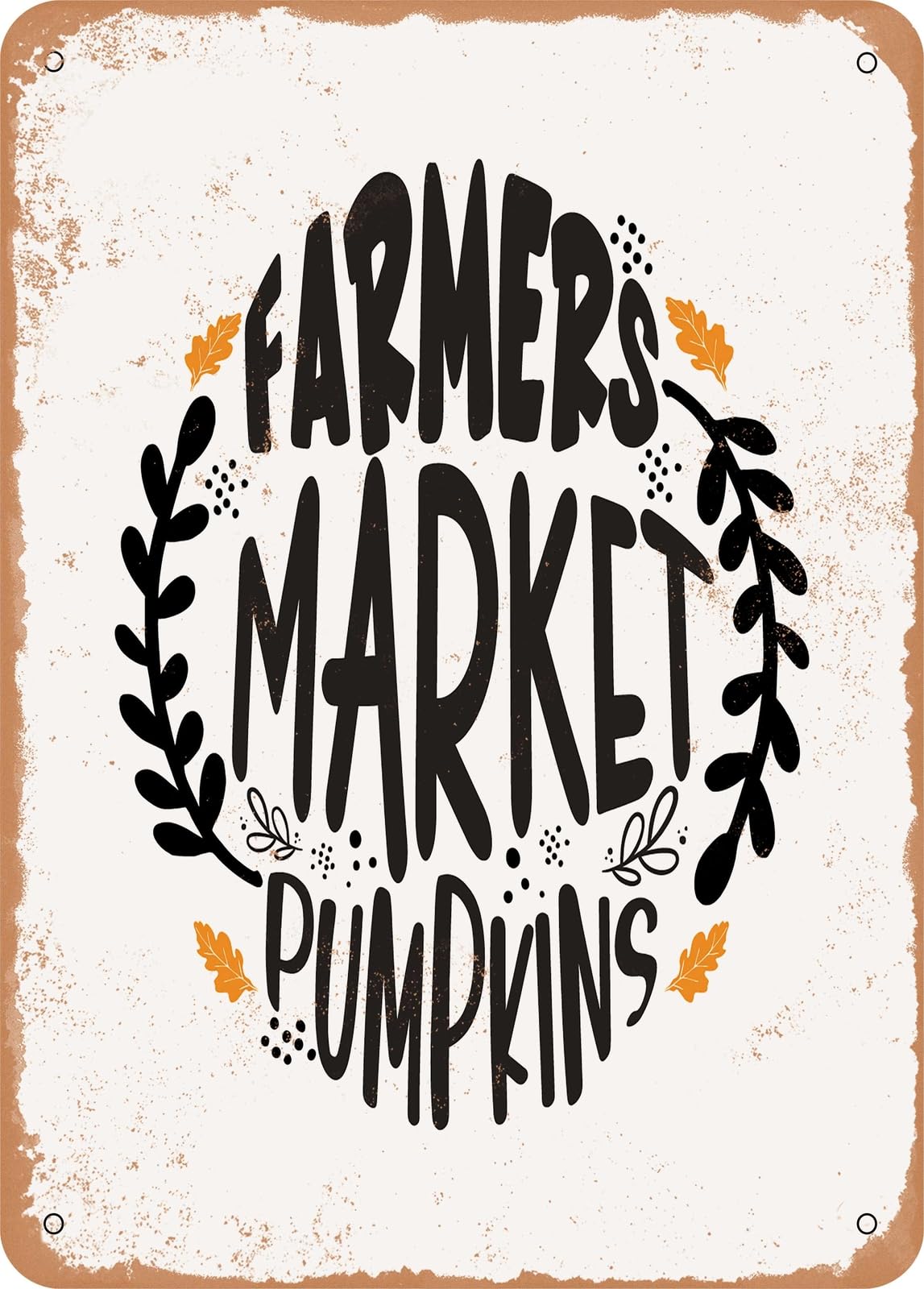 Miaomansenstore Metal Sign - Farmers Market Pumpkins - 2 - Vintage Rusty Look Home Decor