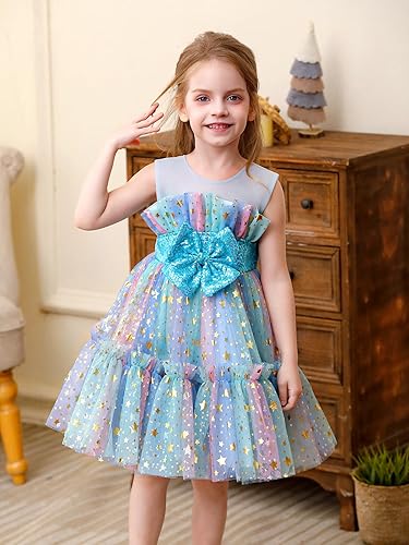 Miniatura 2 de Miipat Vestido de niña de flores para bebé, boda, fiesta, tul, princesa, vestido de baile, vestido formal con lazo para la cabeza