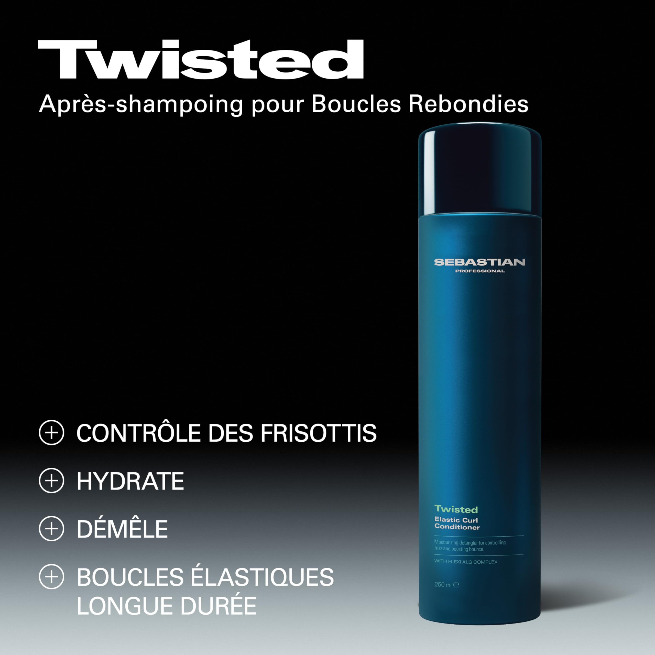 Sebastian Professional Twisted – Après-shampoing cheveux bouclés rebondis professionnel, hydrate et redéfinit les boucles souples – 250 ml