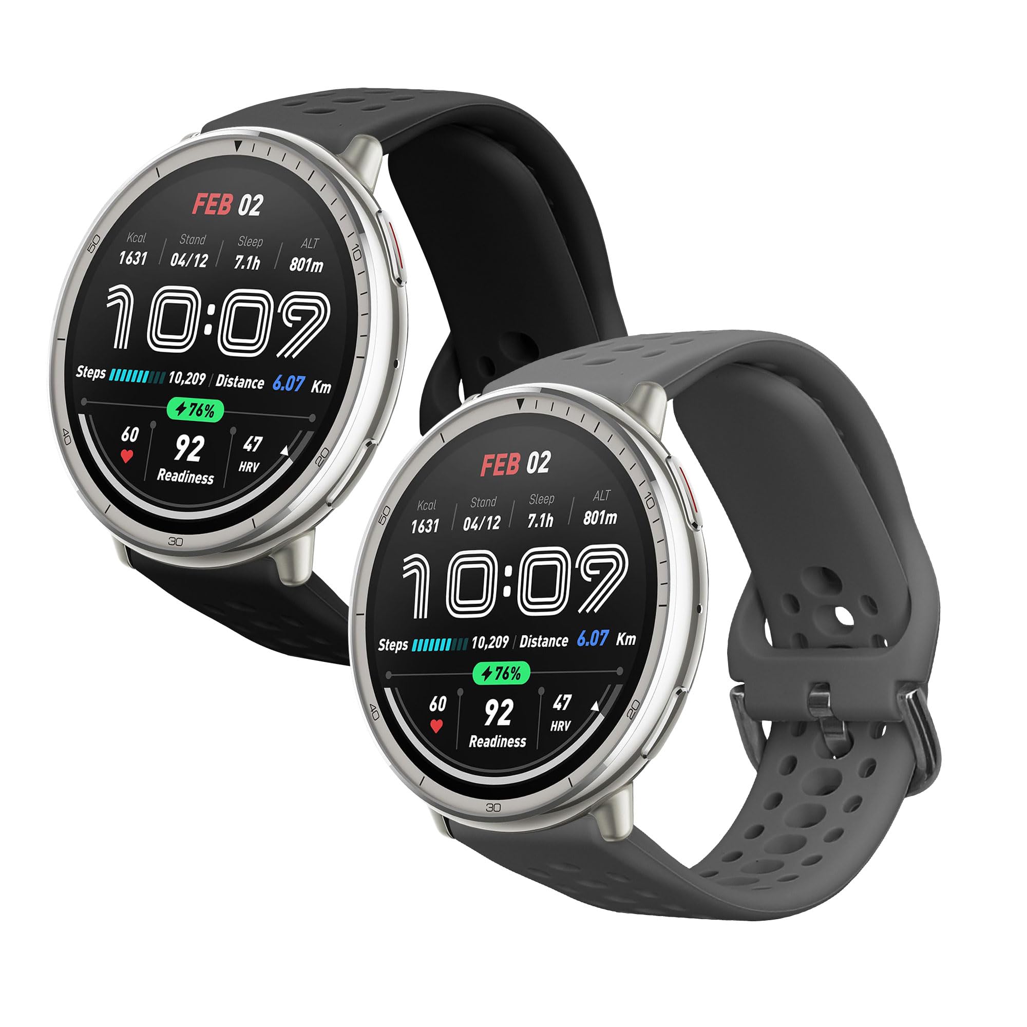 kwmobile Bracelet compatible with 20 mm Amazfit Active 2/2 Square/Active Edge/Bip 3 / GTS 3 4 strap - 1 x flexible silicone straps - adjustable size - black