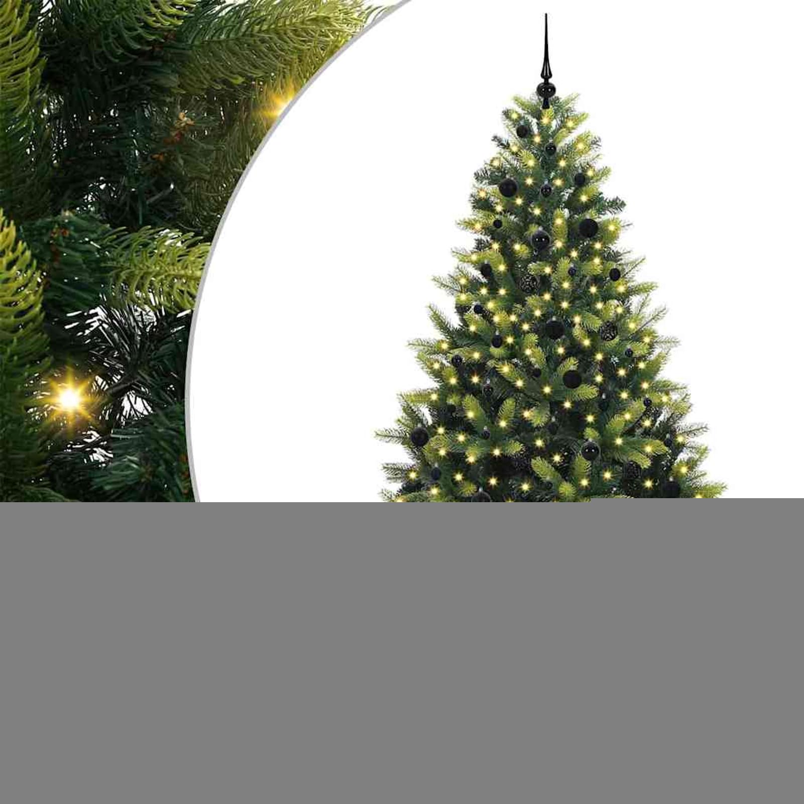 Gecheer Albero di Natale Artificiale a Cerniera con LED, 240 cm, PVC e PE, Ramo Realistico, Illuminazione Calda, per Soggiorno, Giardino o Terrazza