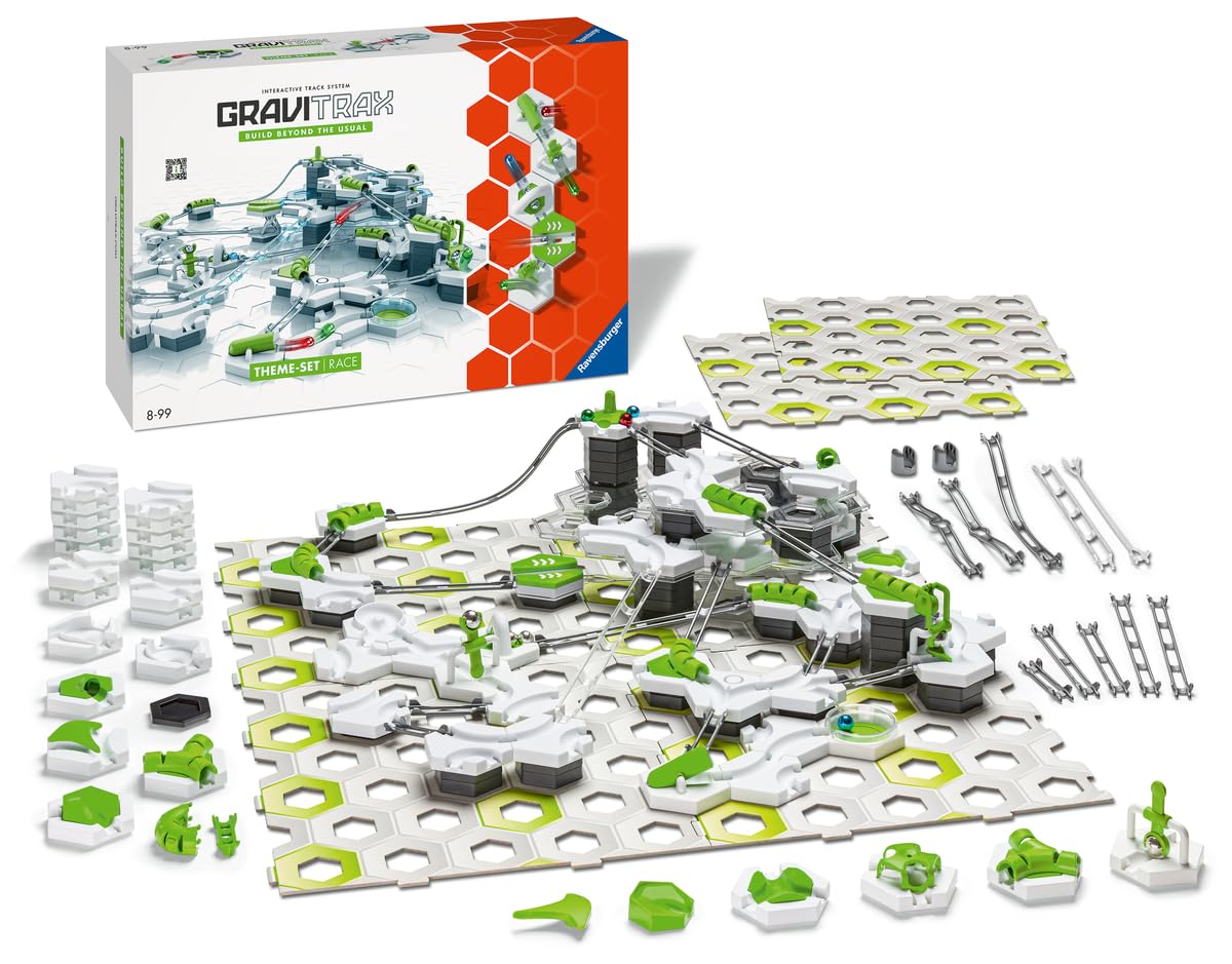 Ravensburger - GraviTrax Starter Set Race 180 Pezzi | Pista Biglie Con 150 Pezzi | Rompicapo Bambini Con Le Biglie | Giochi Bambino 8 Anni Maschio e Femmine | Giochi Per Bambini Compatibili Con Tutti