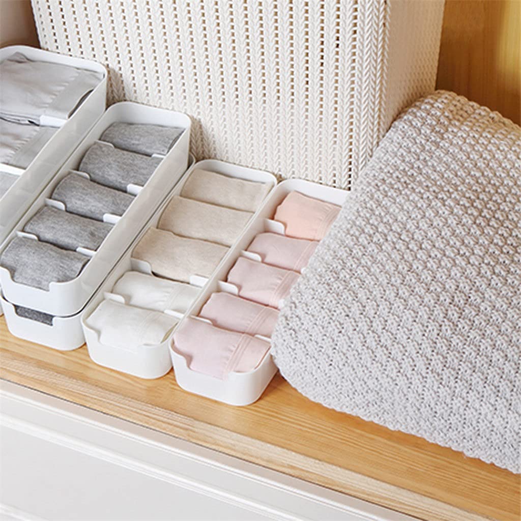 Griglia Organizzatore Scatola portaoggetti Contenitore Cravatta Reggiseno Calzini Cassetto Divisore cosmetico Cucina per Donne Scatole portaoggetti per Ragazze Custodia per Guardaroba (Argento)