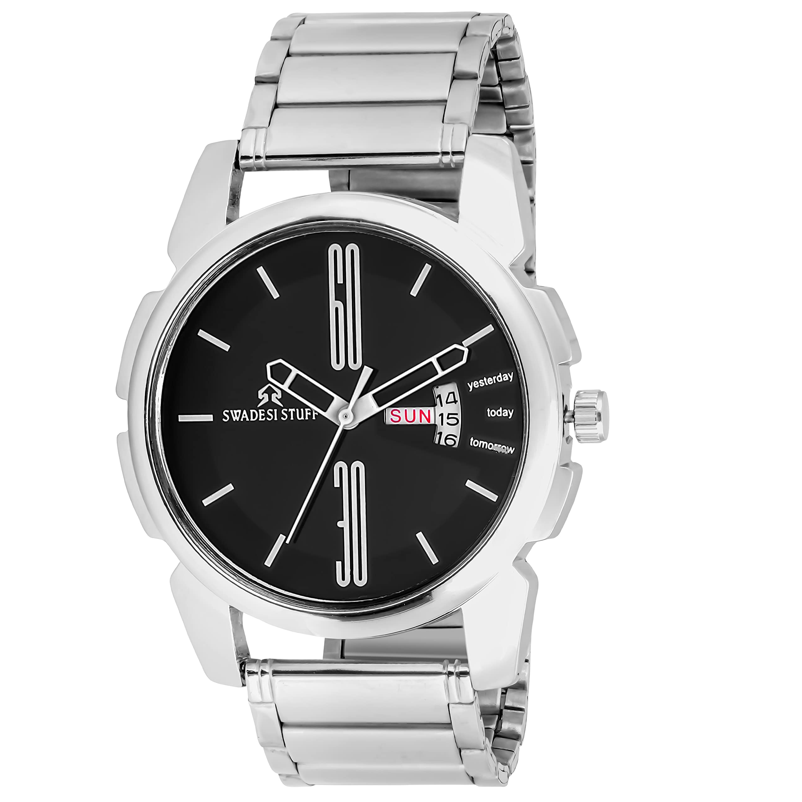 SWADESI STUFF Stainless Steel Long Last Watch Analog Men Watch (Black Dial Silver Colored Strap), Silver Band (B098343MFD) Amazon Price History, Amazon Price Tracker