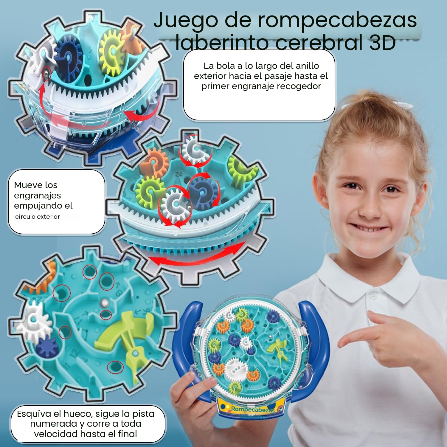 JRD&BS WINL Juego de rompecabezas laberinto 3D para niños y adultos, juguetes educativos para niños y niñas, regalo para niños, tablero de laberinto de gravedad, juguete IQ (azul)