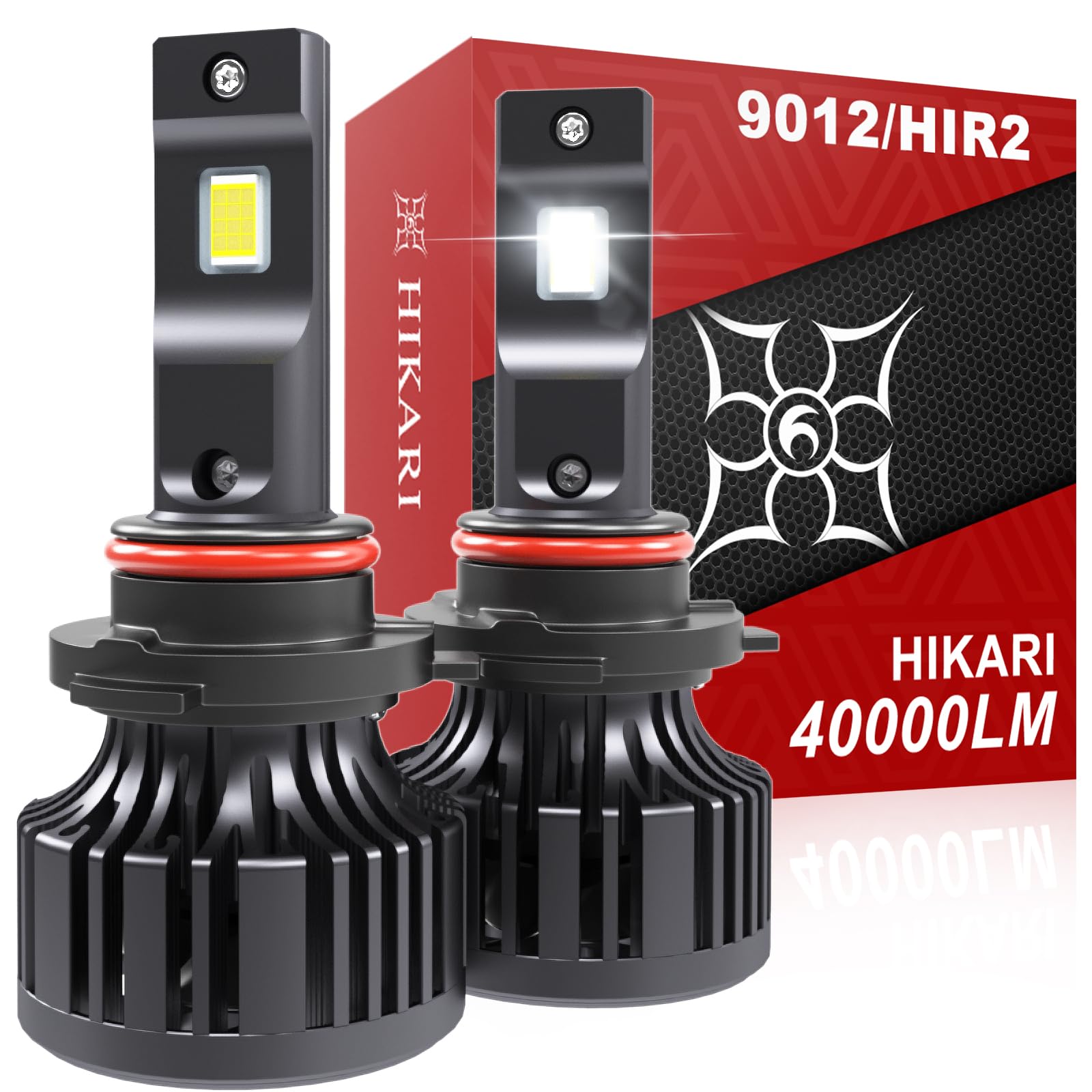 Hikari 2026 40000LM 9012 HIR2 Dual Beam LED Headlight Bulbs, 45W