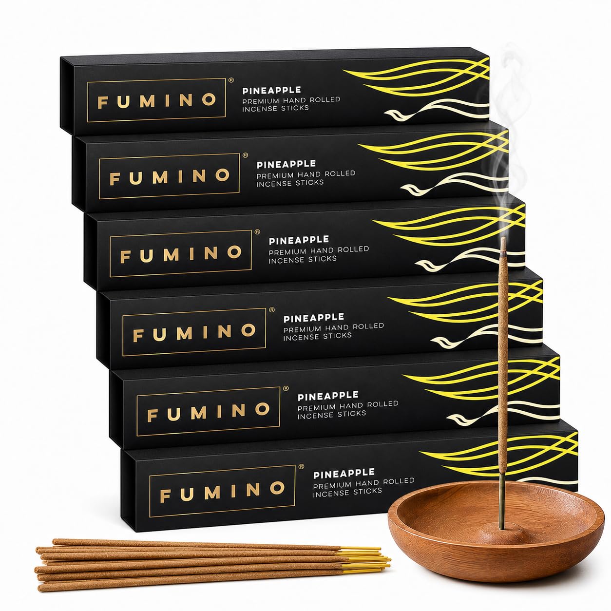 Incense Sticks Pineapple 84 Pack 6 Boxes - Natural Handmade Low-Smoke