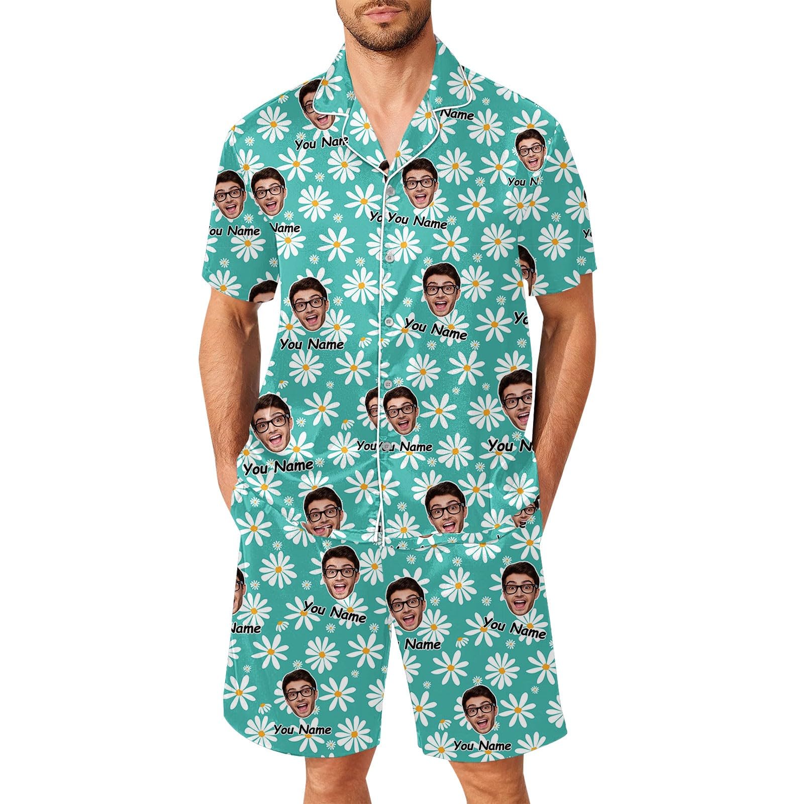 Generisch Patrón de costura pijama hombre pantalones para hombres mujeres parejas a juego unisex nombre personalizado diseñador albornoz hombre
