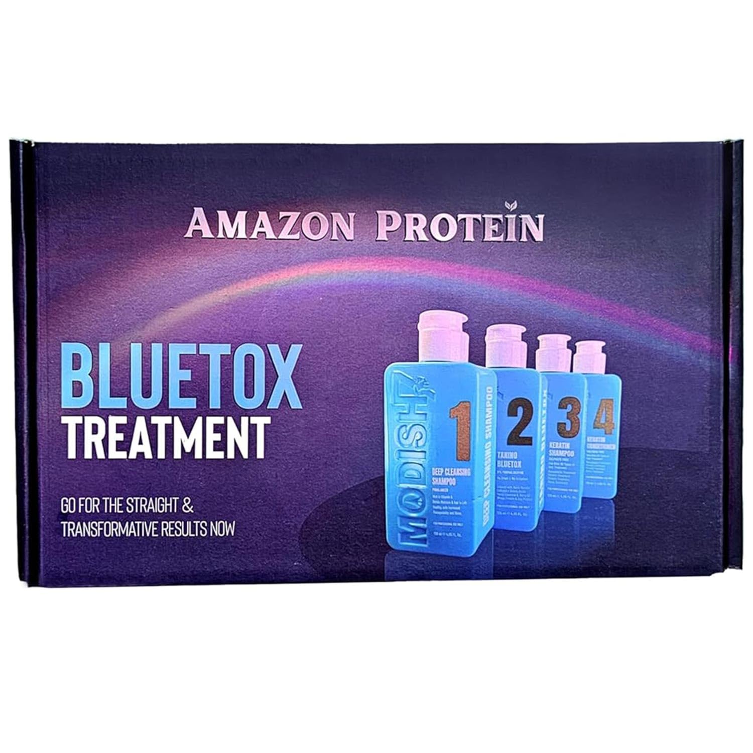 Amazon Protein Bluetox Monodoes KIT Hair Treatment Kit, 4-Step Professional Straightening System 480ml