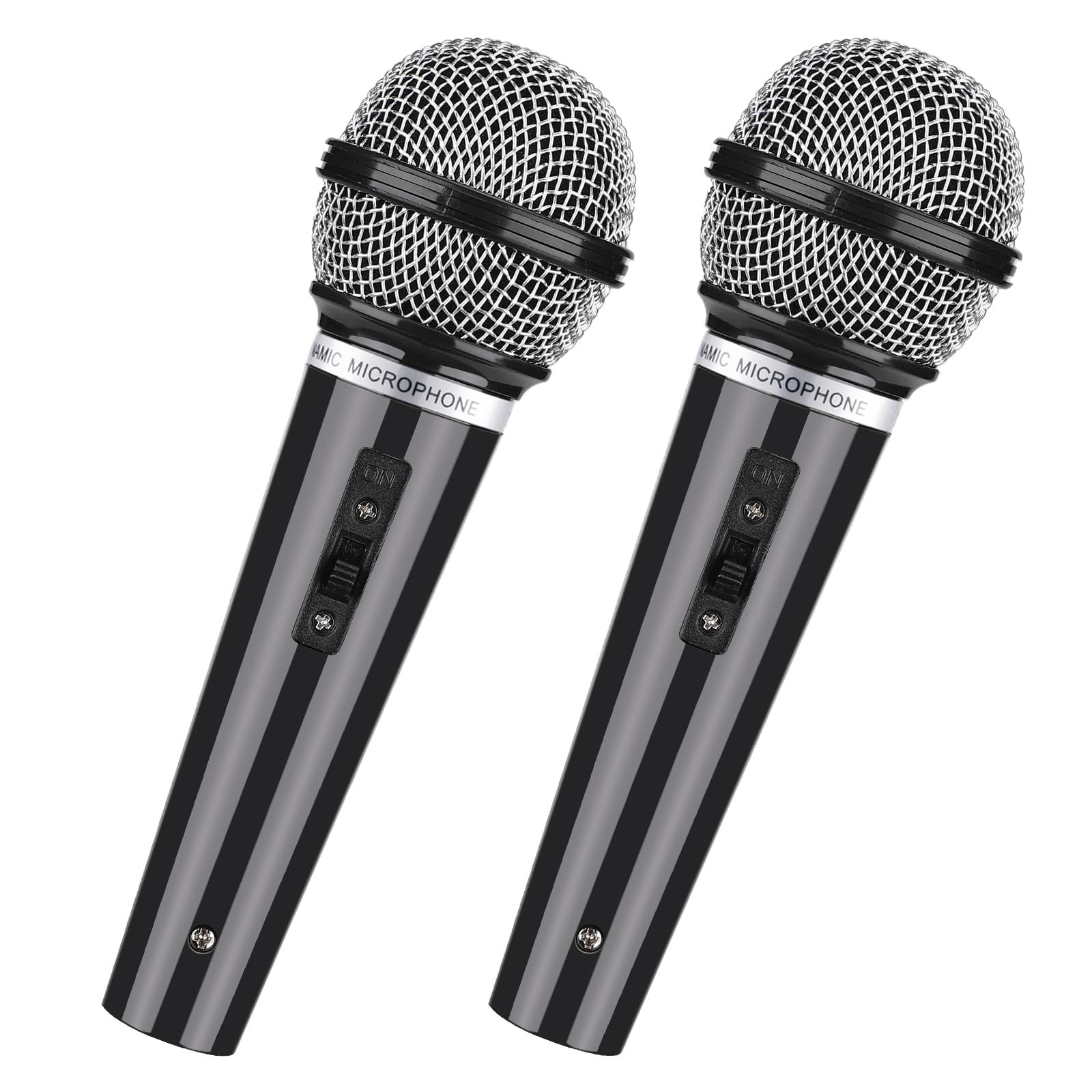 Facmogu 2PCS Fake Microphone for Kids, Plastic Pretend Play Toy for Karaoke Costume, Kids Mic Props for Halloween Christmas Cosplay Music Birthday Party Favors