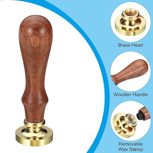 Miniatura 3 de PATIKIL Sello de cera del alfabeto I, sello de cera de sellado de letra inicial, clásico retro, cabeza de latón extraíble, mango de madera para