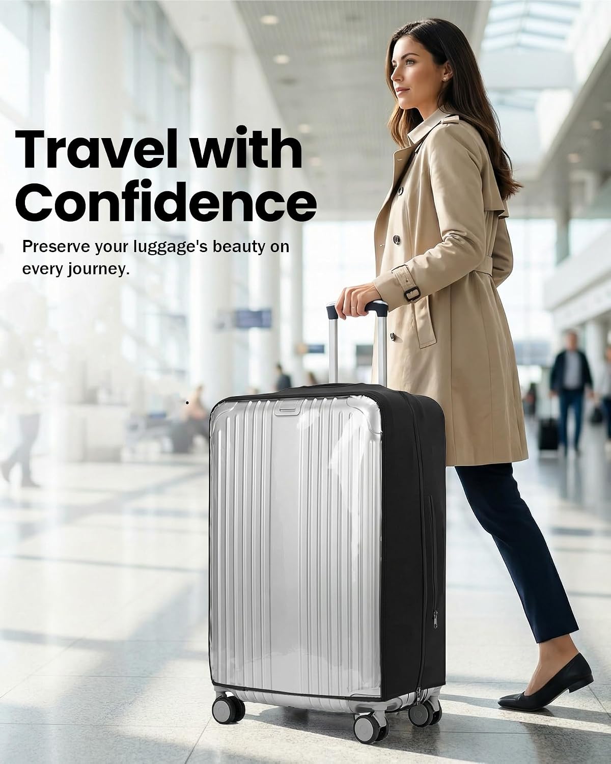 No Disassembly Suitcase Covers for Luggage - Clear PVC Luggage Cover, Transparent Suitcase Protector Cover Fit 19-30 Inch