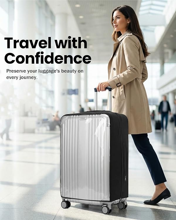 PUMHUBO No Disassembly Suitcase Covers for Luggage - Clear PVC Luggage Cover, Transparent Suitcase Protector Cover Fit 19-30 Inch by PUMHUBO - Used condition - Image 7
