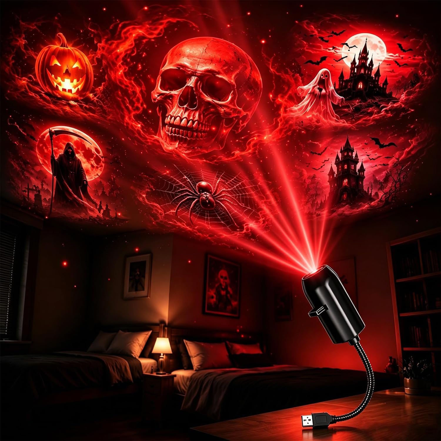 Plug and Play HD Star Projector Halloween 6 Disk Set, HD Projection，3Pcs