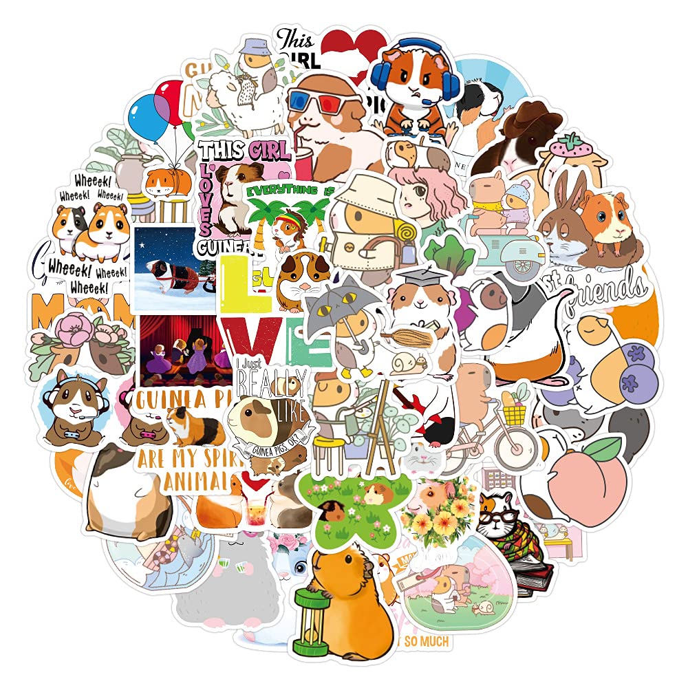 LYunMu100pcs Cute Anime Pui Pui Guinea Pig Stickers for Kids,Lovely Cartoon,Japanese Anime,Teens Adults Decals for Loptop Water Bottles Skateboard Phone Desk