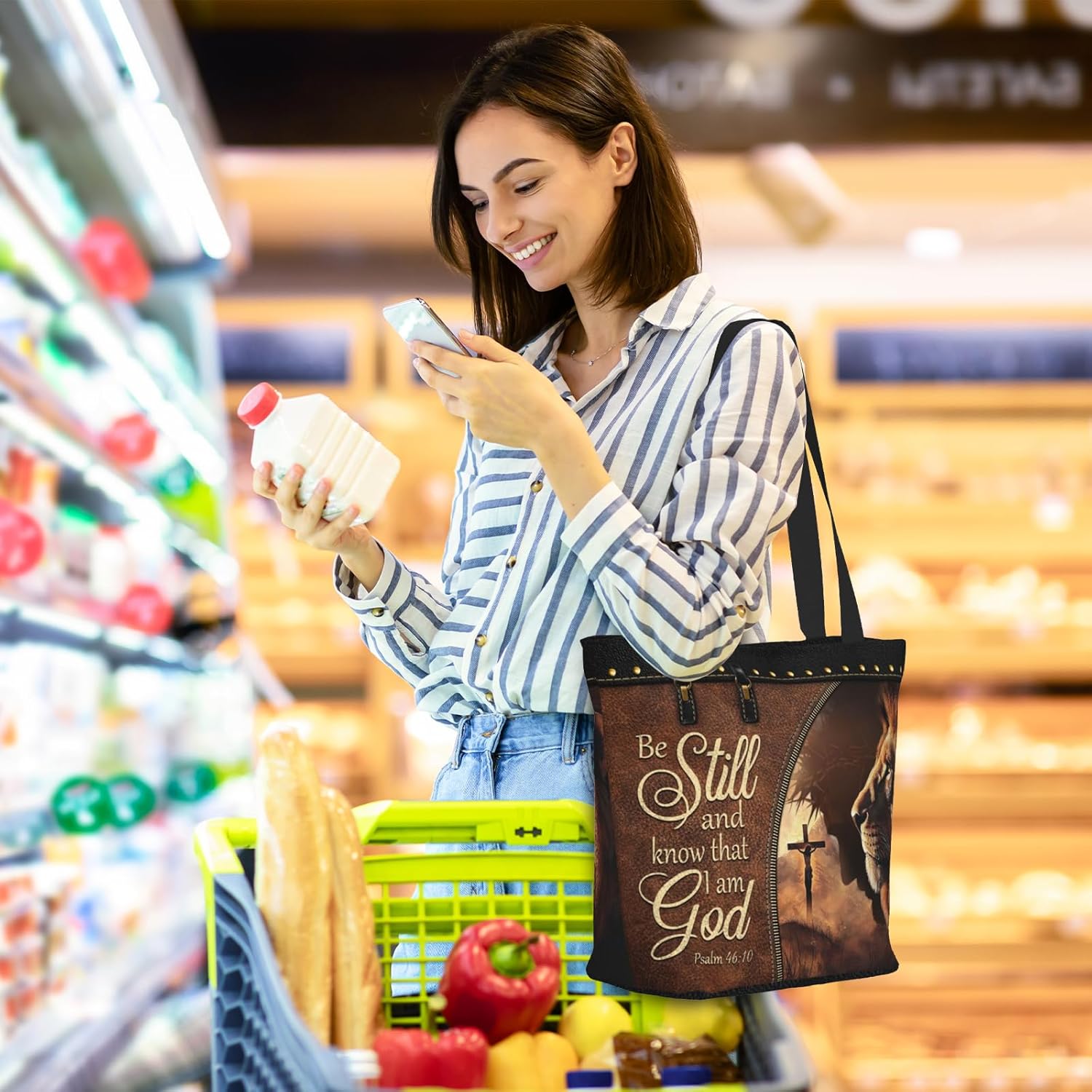 Bible Tote Bags for Women Christian Tote Bag Church Shoulder Bag Inspirational Bags With Zipper Christian Gift - Image 3