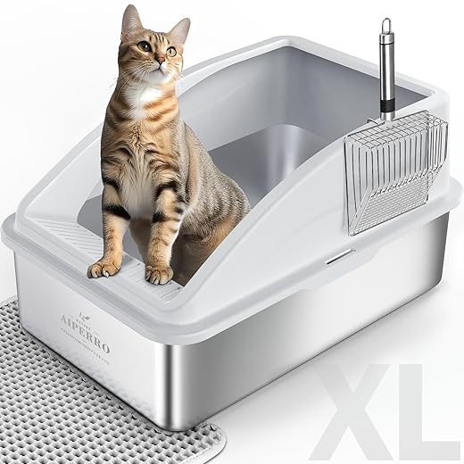 XL Stainless Steel Enclosed Cat Litter Box