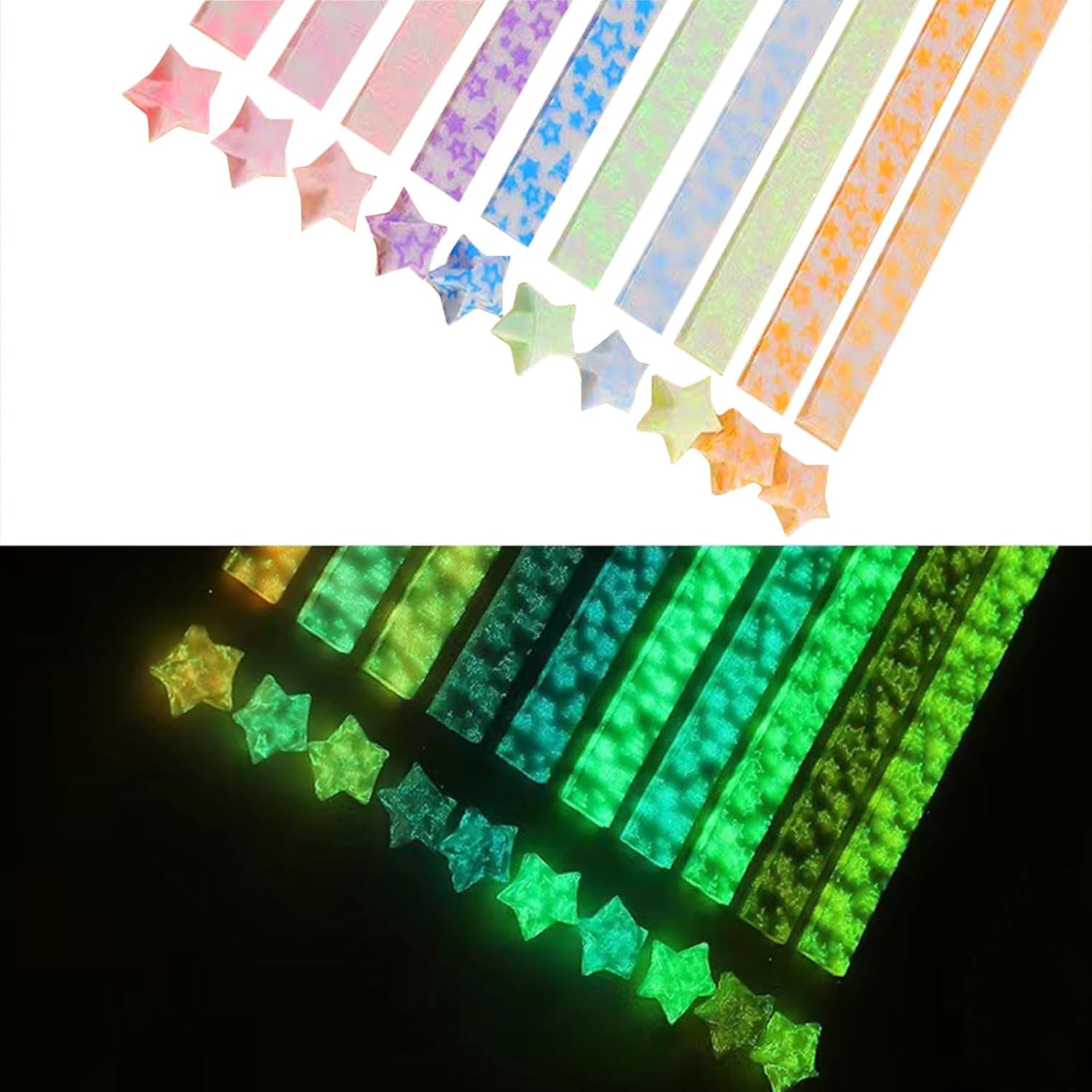 YEJAHY 420 Sheets Luminous Origami Star Paper Strips, Paper Star