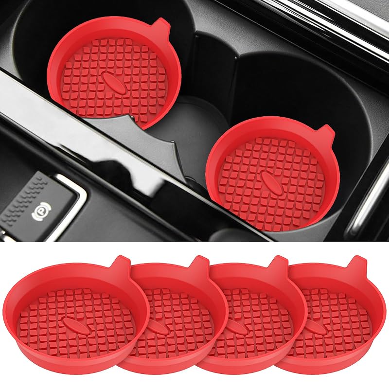 Porta-Copos Automotivo de Silicone ME.FAN com Design Diamantado e Base Antiderrapante Vermelho, Kit com 4