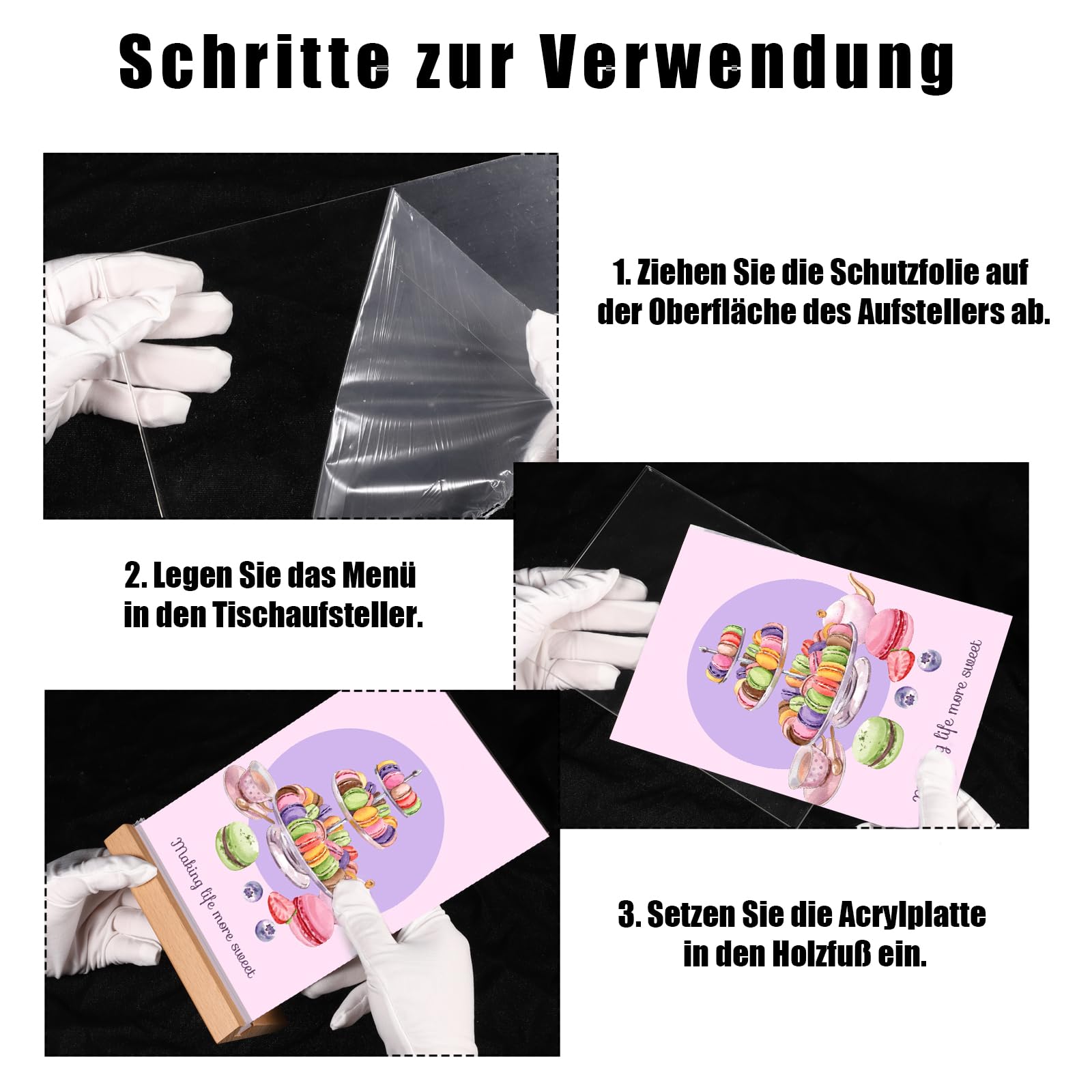 SWAWIS Set van 4 A4 tafelstandaard van acryl, A4, L-vorm, voor bruiloft, hotel, café, restaurant