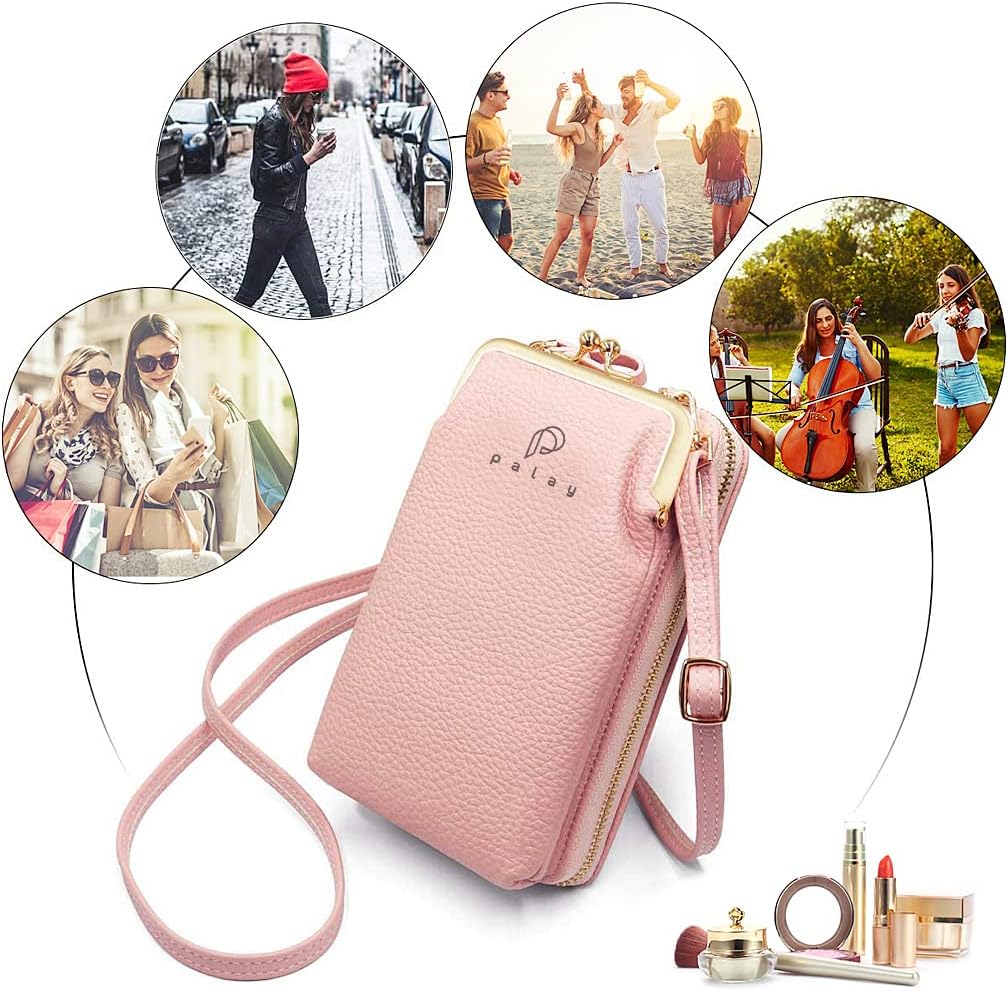 PALAY® Women Crossbody Phone Bag Ladies Wallet Small Soft PU Leather Cell Phone Purse Mini Shoulder Bag with Strap Card Slots (Multi-Colour1)