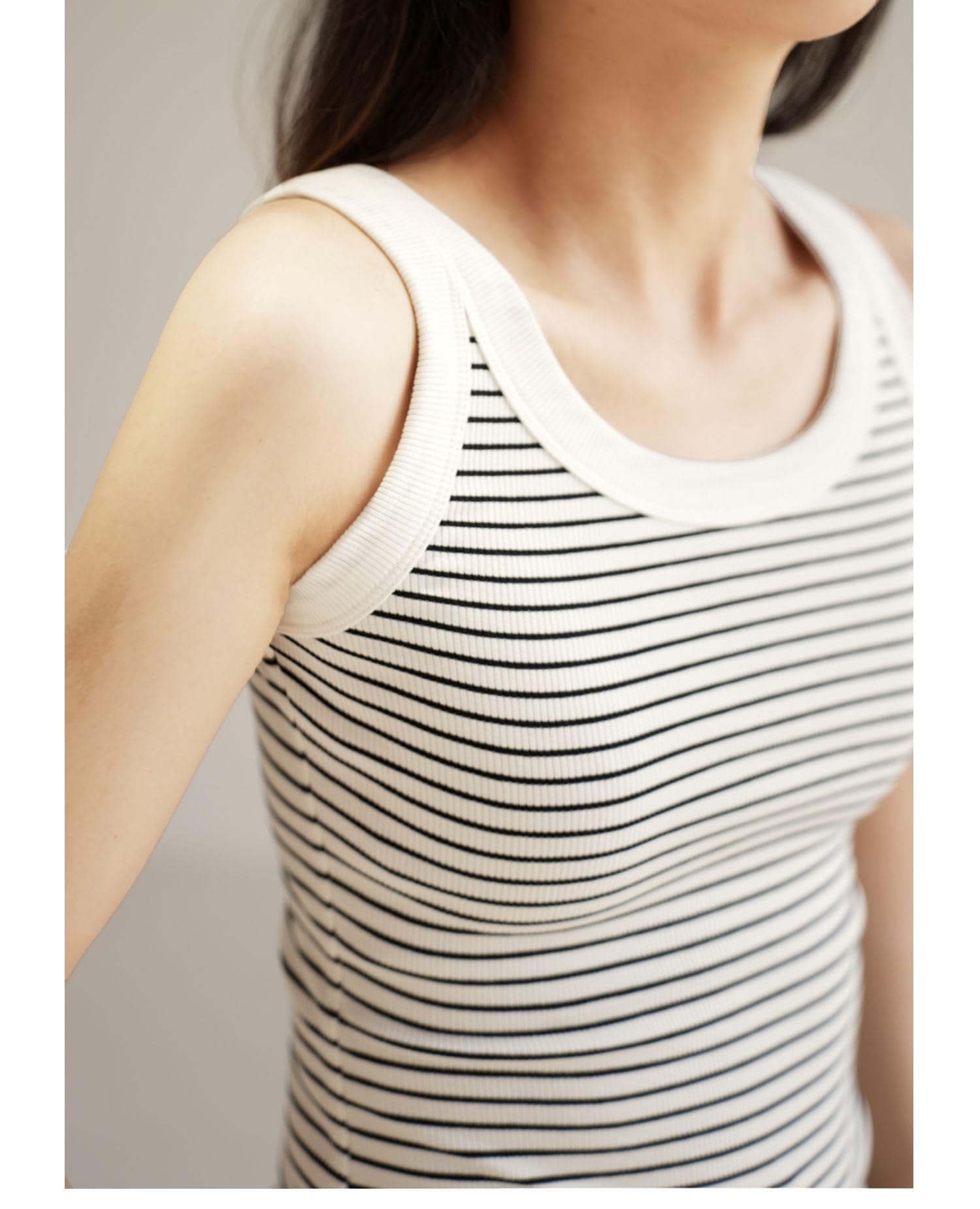 Girls Tanks Tops Ribbed Sleeveless Summer Crop Tops for Kids 10Y White Strip