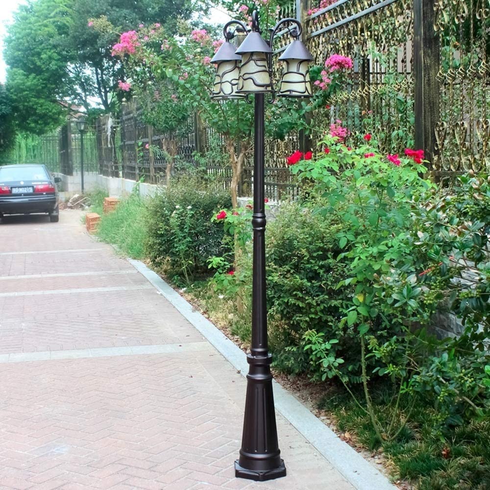 Wodoodporna duża lampa kolumnowa z 3 głowicami do nowoczesnego oświetlenia zewnętrznego w ogrodach, ulicach i ogrodzeniach