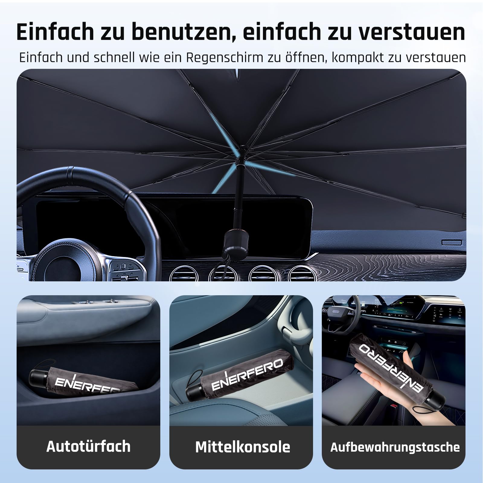Parasol Delantero Coche Universal 130-140cm 68-80cm Protección UV Plegable Revestimiento Titanio
